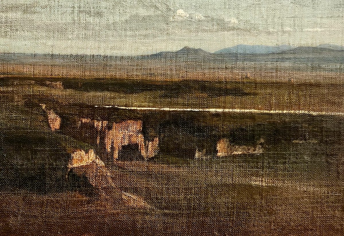 Plaines Et Monts Aux Alentours De Rome, Oil On Canvas By François Biennourry-photo-3
