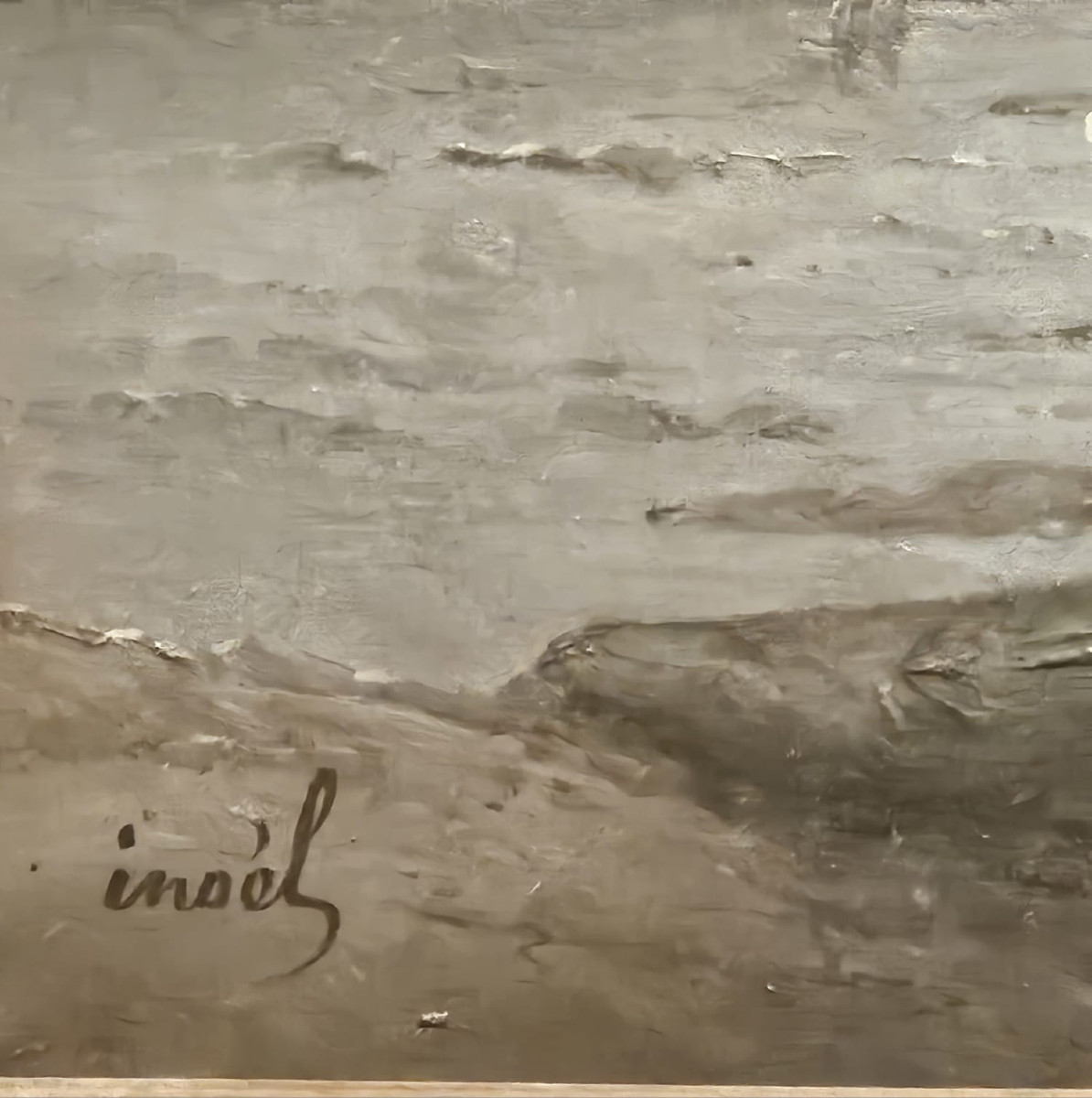 Fishing Boat At Low Tide In The Bay Of Mont St Michel, Oil On Canvas By Inoël.-photo-1
