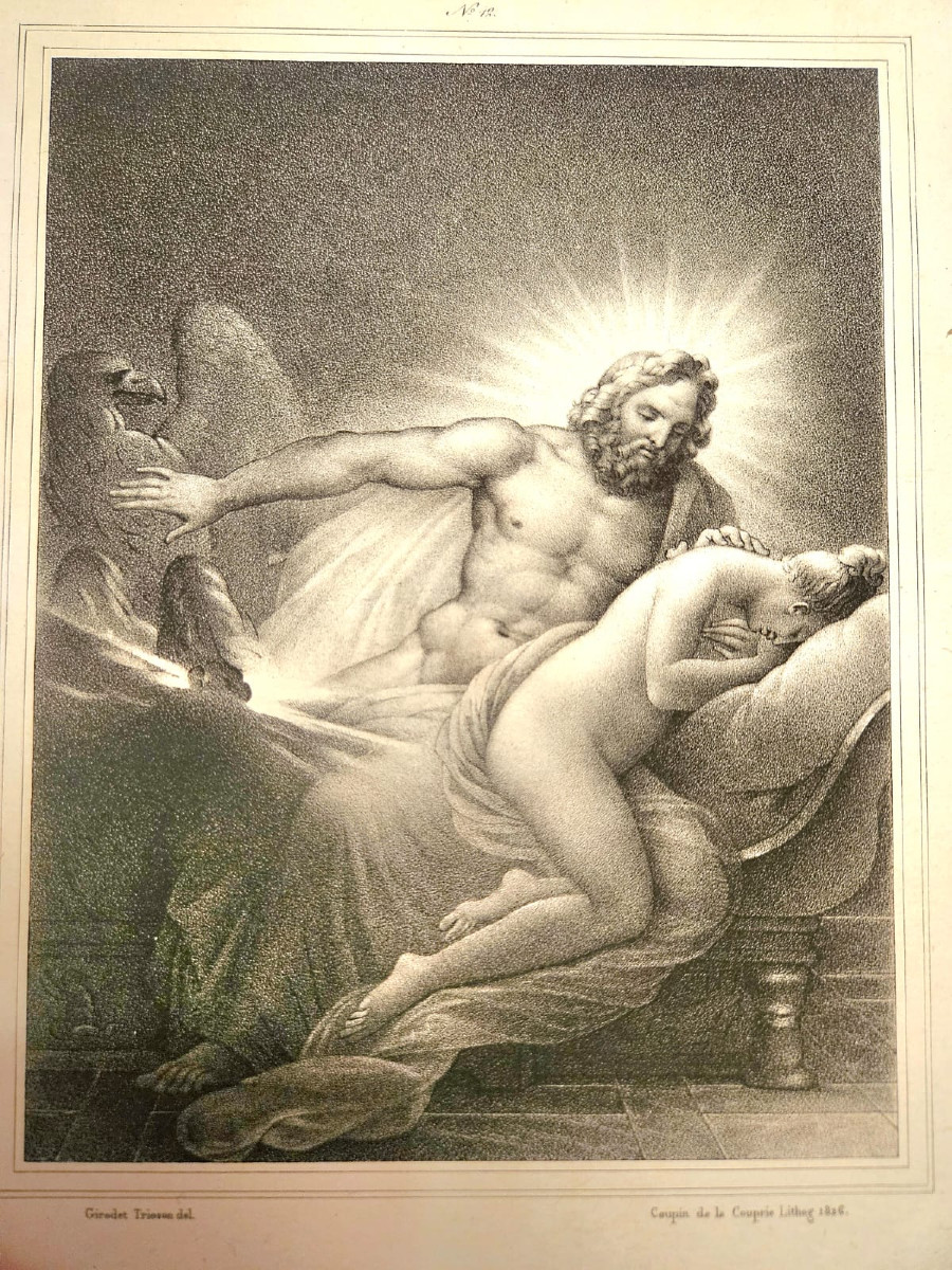 Jupiter apparaît à Semele, lithographie de Coupin De La Couperie, d'après Anne-Louis Girodet-photo-2