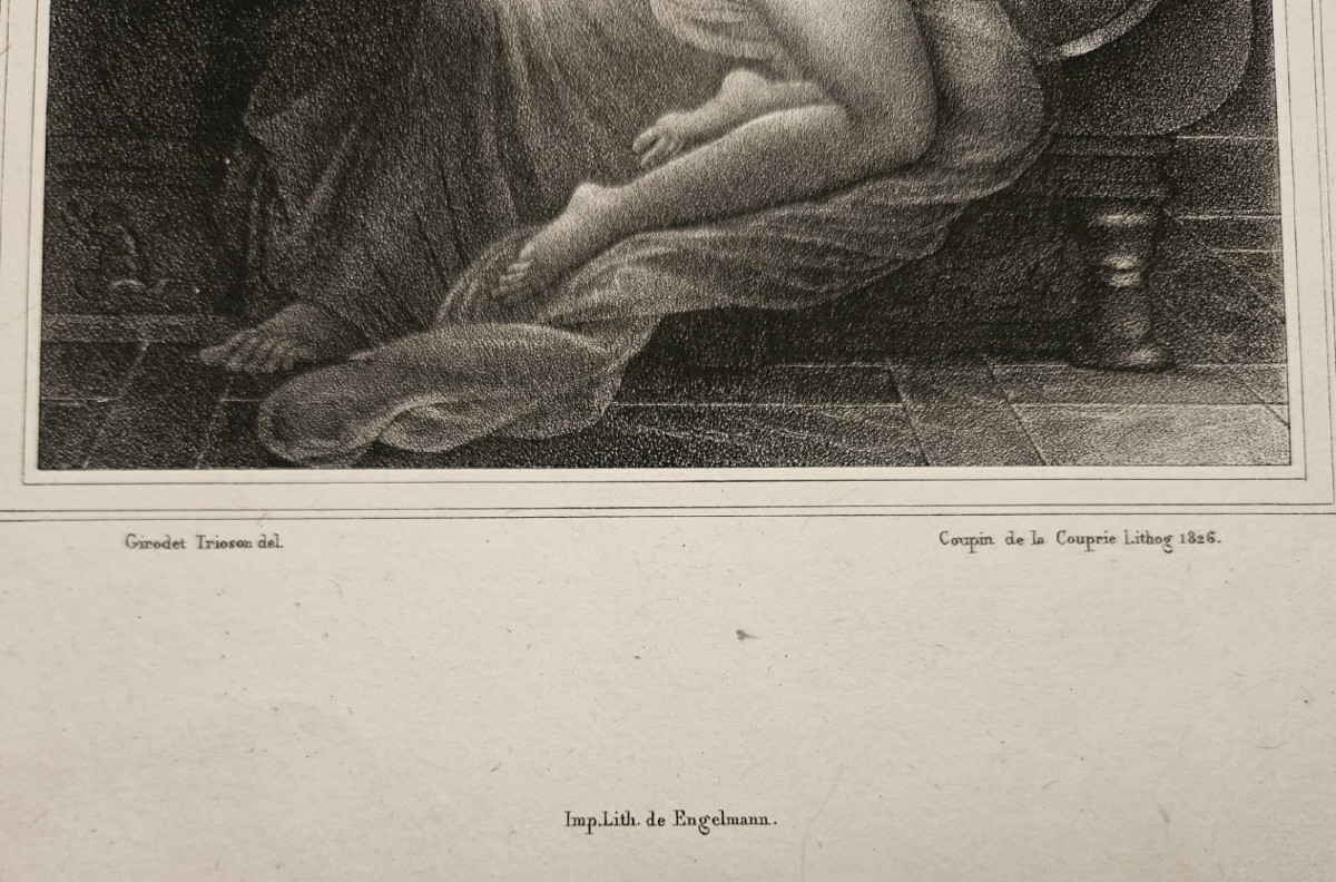 Jupiter apparaît à Semele, lithographie de Coupin De La Couperie, d'après Anne-Louis Girodet-photo-3
