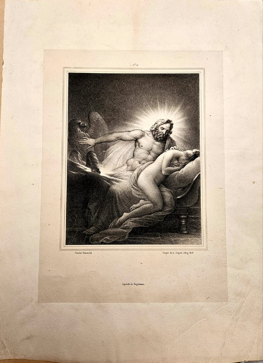 Jupiter apparaît à Semele, lithographie de Coupin De La Couperie, d'après Anne-Louis Girodet
