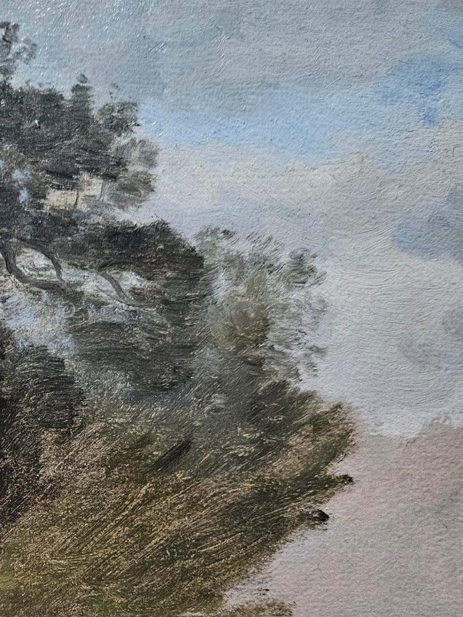 Le chêne, huile sur papier de Louis Cabat-photo-2
