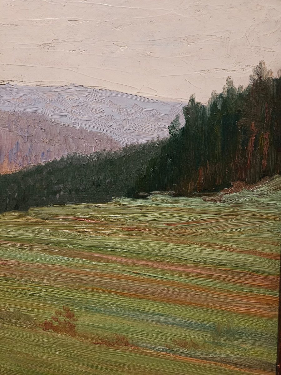 Vosges Landscape By Léon Barotte, Oil On Canvas.-photo-4