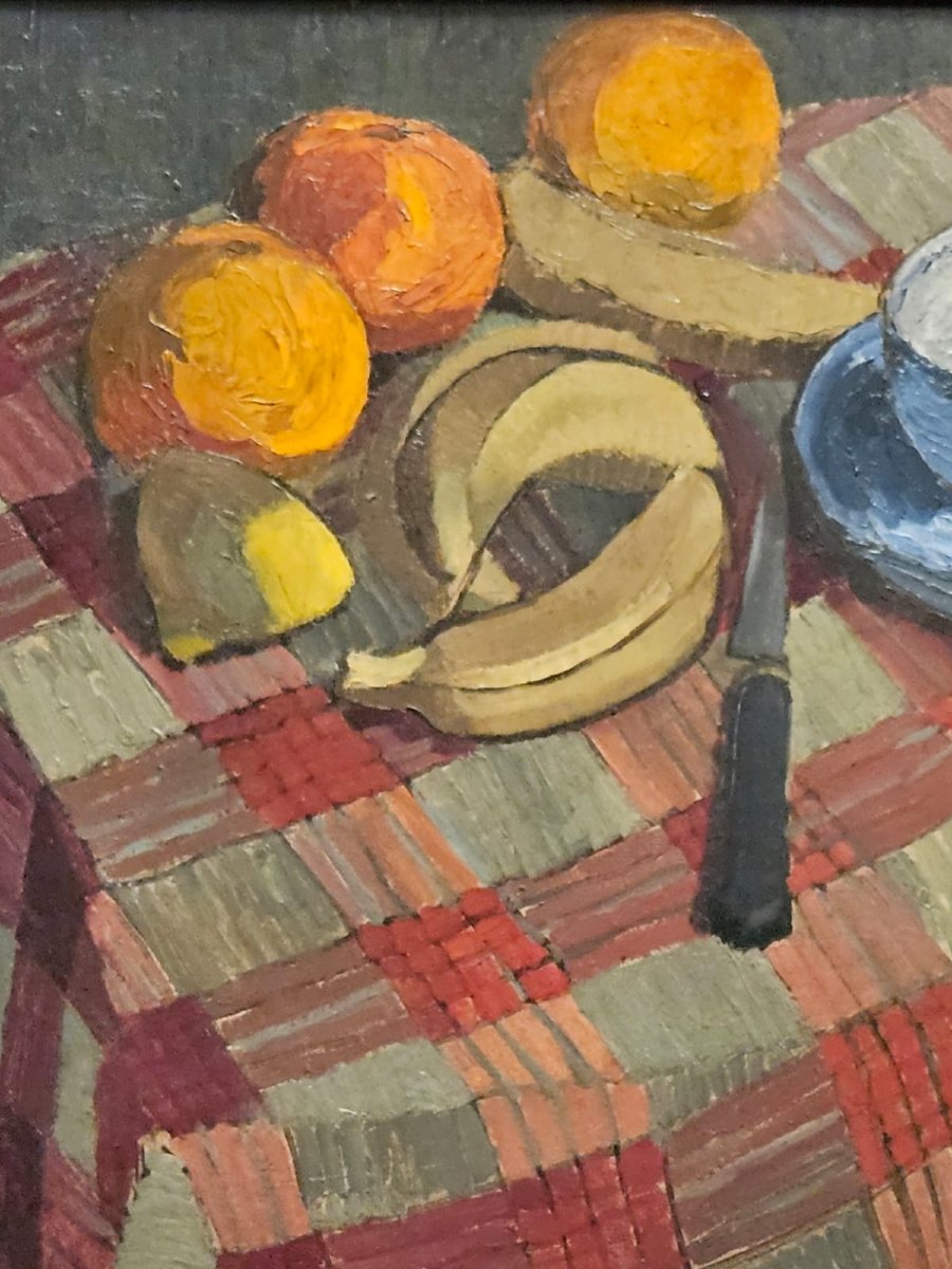 Still Life With Lemons On One Side And Bananas On The Other, Oil On Cardboard By Adolphe Decamps-photo-2