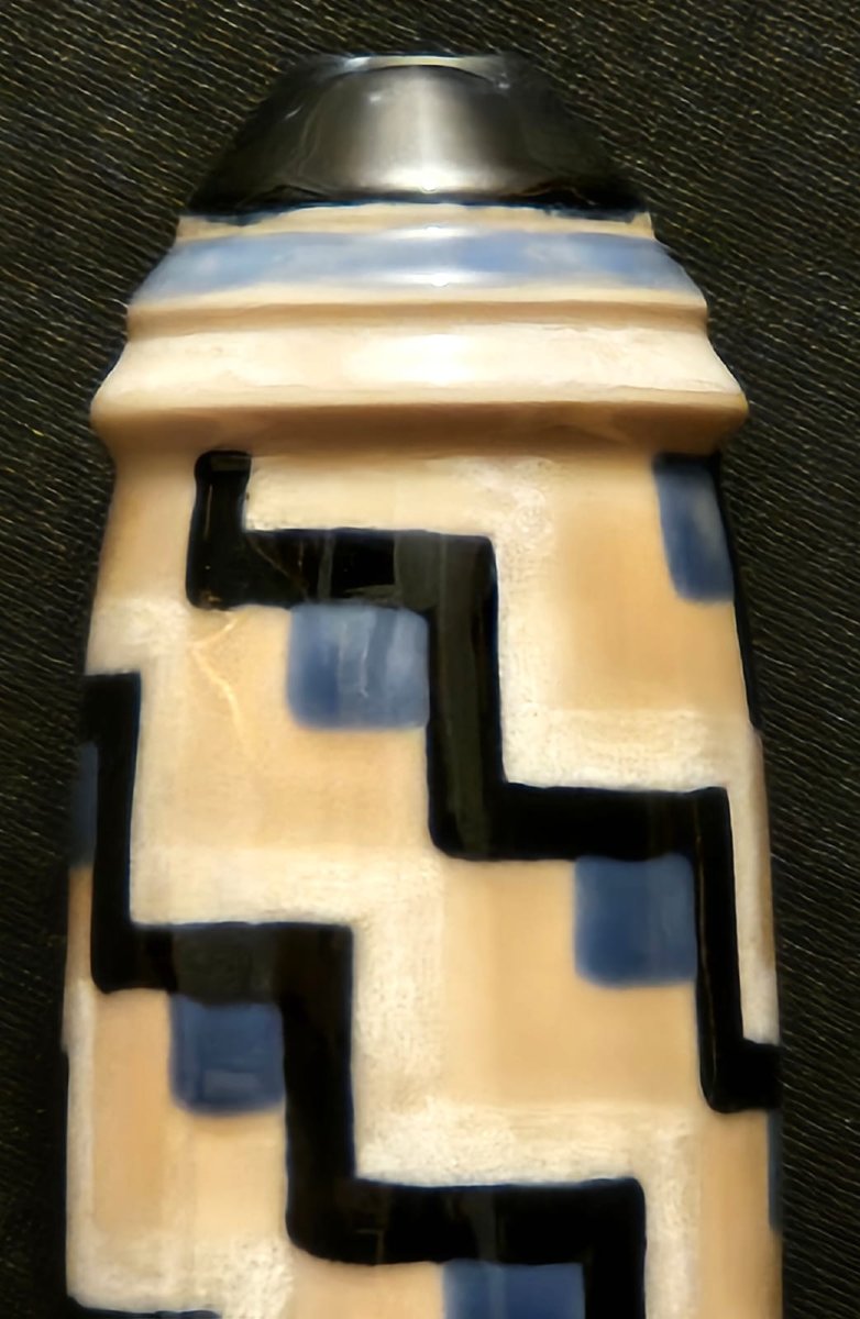 Art Deco Porcelain Vase With Geometric Decoration By Georges Papault In Limoges.-photo-4