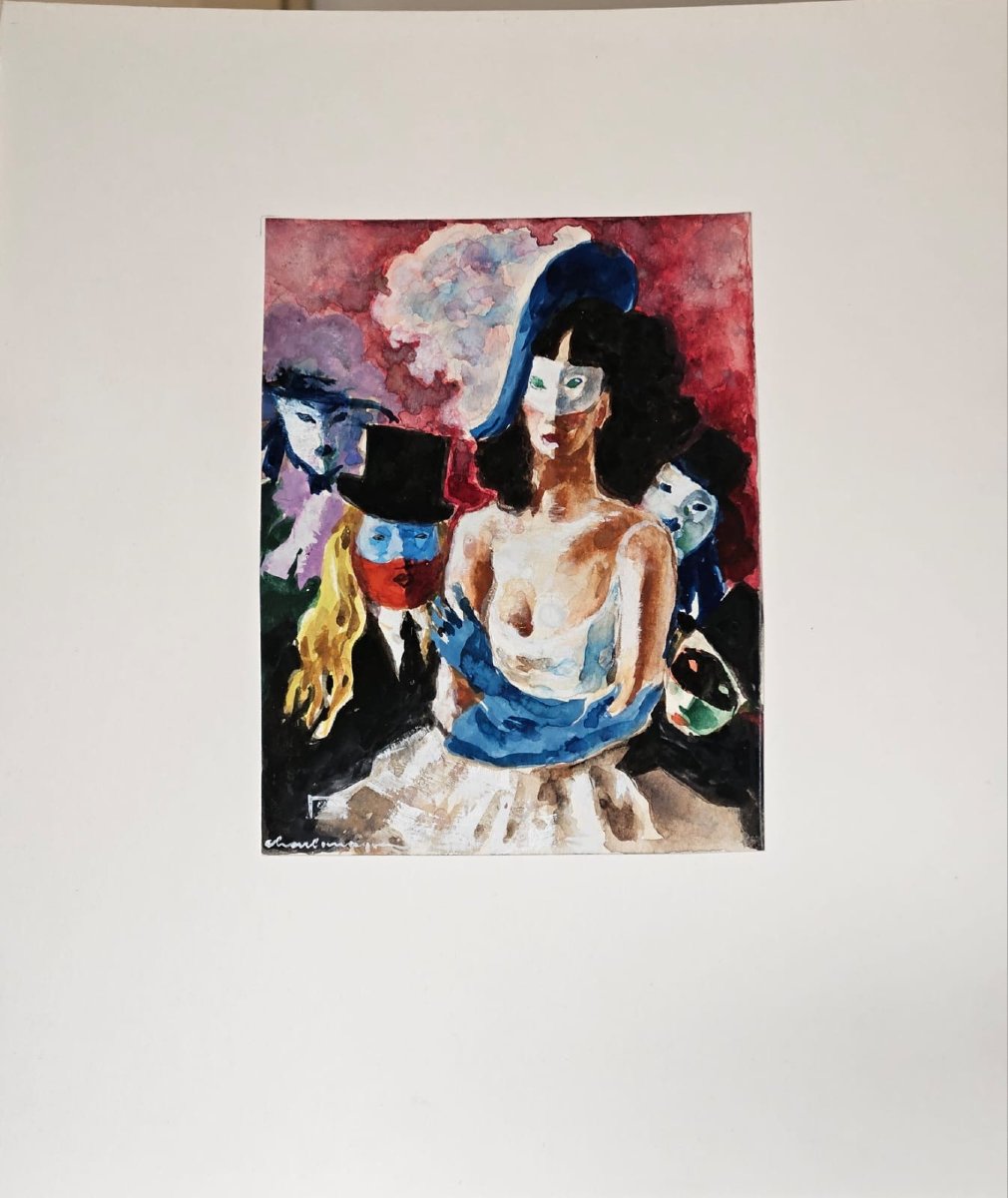 Carnival (2), Gouache By Paul Charlemagne