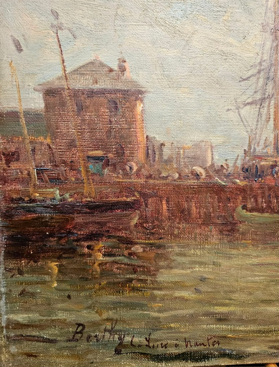 The Port Of Nantes, Oil On Canvas By Berthy-photo-4