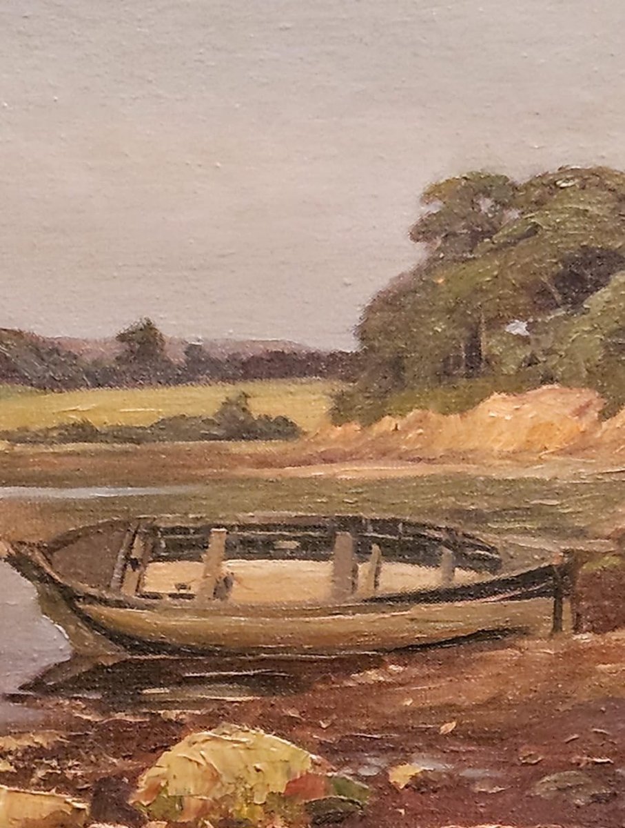 Stranded Boat: "concarneau Bay Behind The Walled Town," 1908, Oil On Canvas, Arthur Gué-photo-2