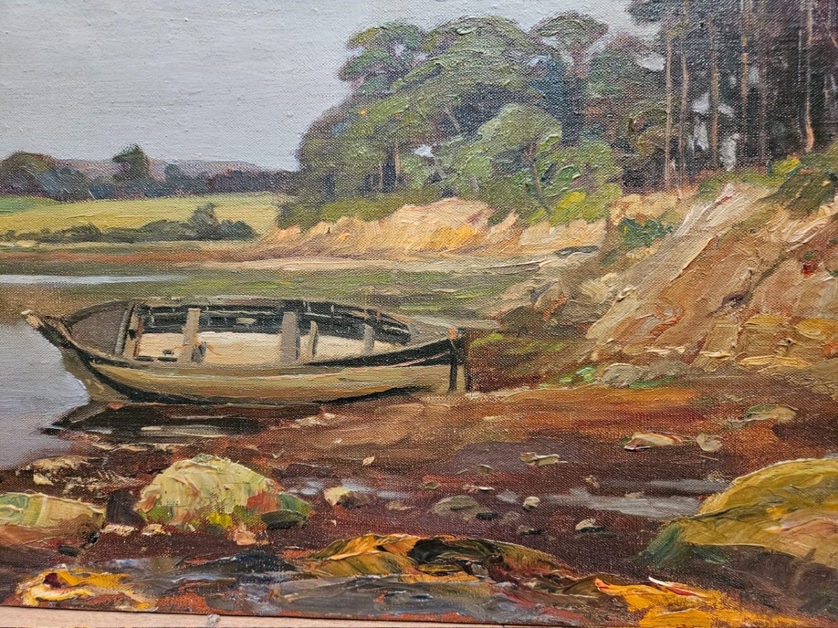 Stranded Boat: "concarneau Bay Behind The Walled Town," 1908, Oil On Canvas, Arthur Gué-photo-2