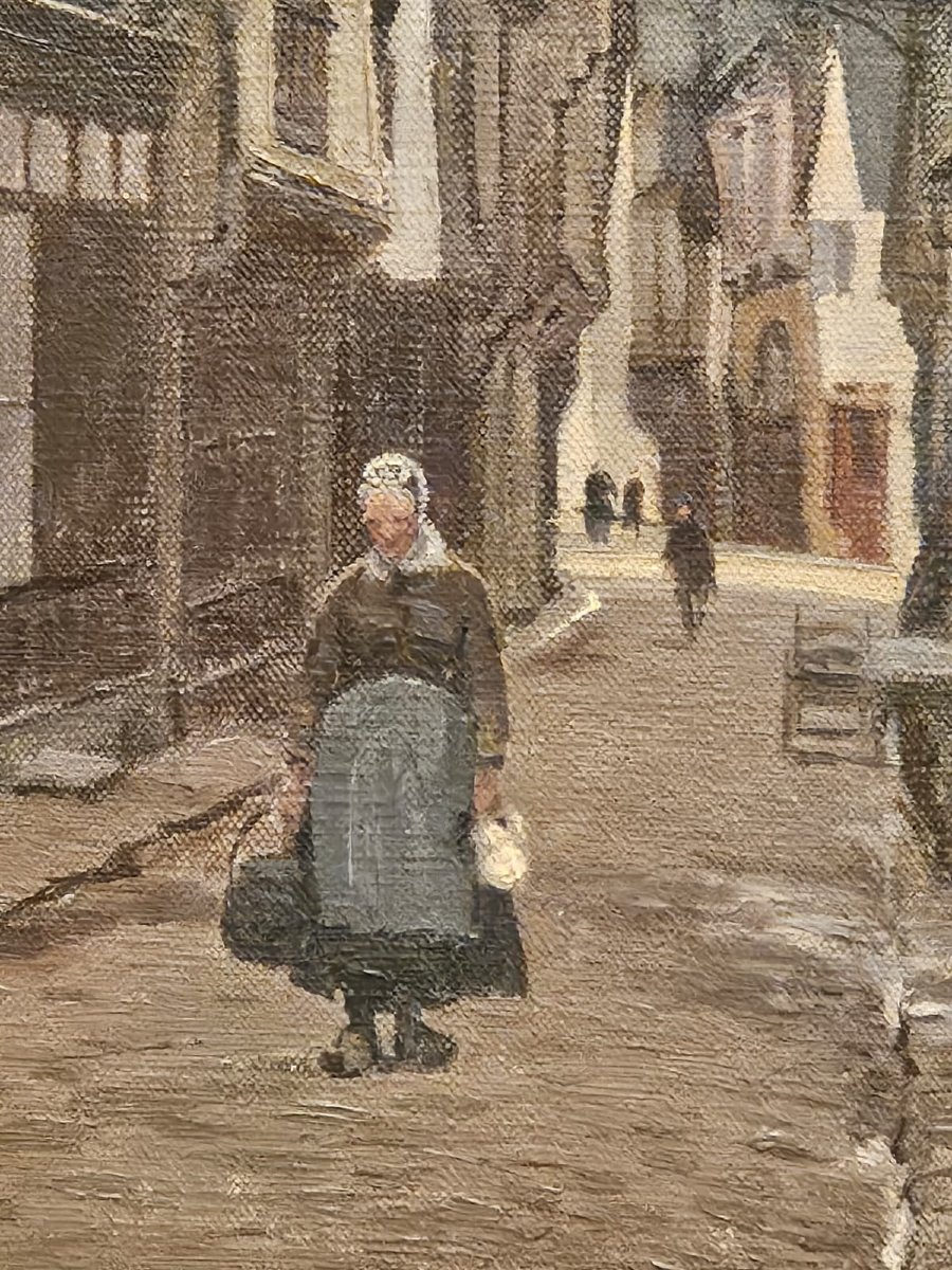 Rue Baudrairie à Vitré, août 1909, huile sur toile d'Arthur Gué.-photo-2