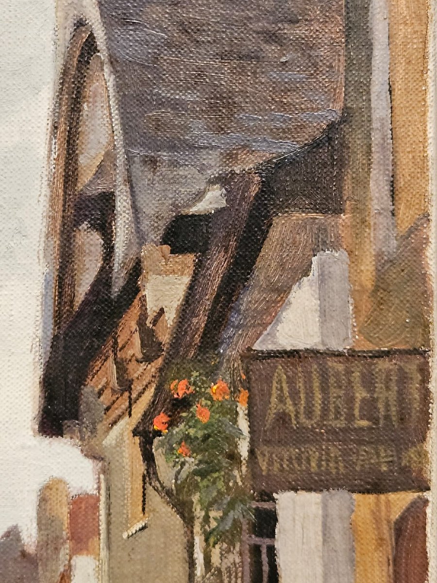 "rue D'en Bas" In Vitré, Oil On Panel By Arthur Gué.-photo-2
