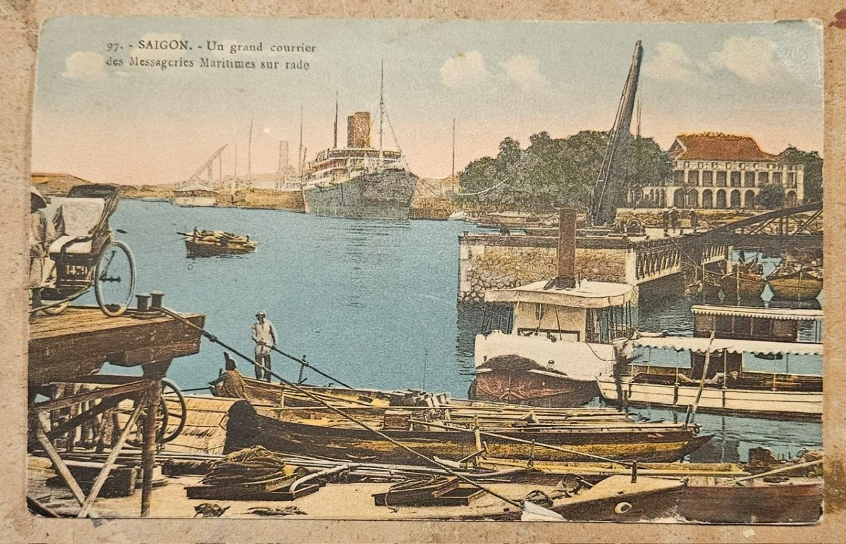 View Of The Port Of Saigon In 1926, Oil On Canvas By Jules Gustave Besson-photo-2