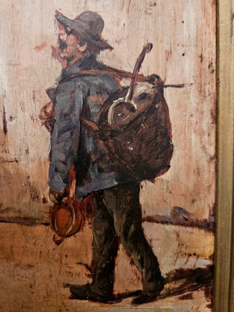 "street Vendor From Nantes," Oil On Wood By Zenon Trigo-photo-2