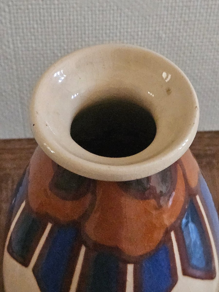 Vase With Stylized Flower Design No. 2 By Simone Larrieu-photo-2