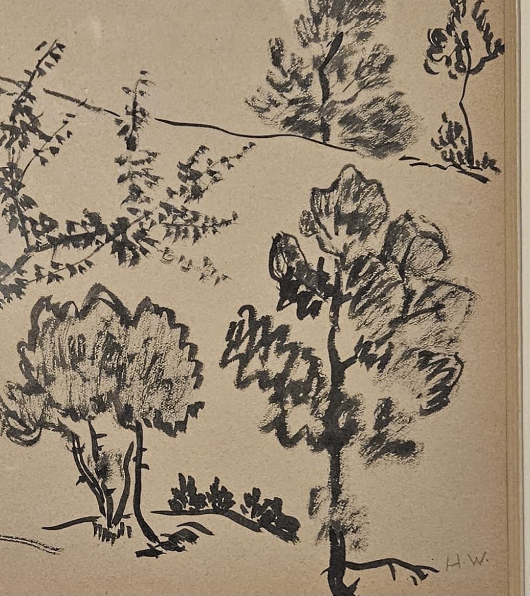 Etude d'arbres , encre au pinceau par Henry de Waroquier-photo-3