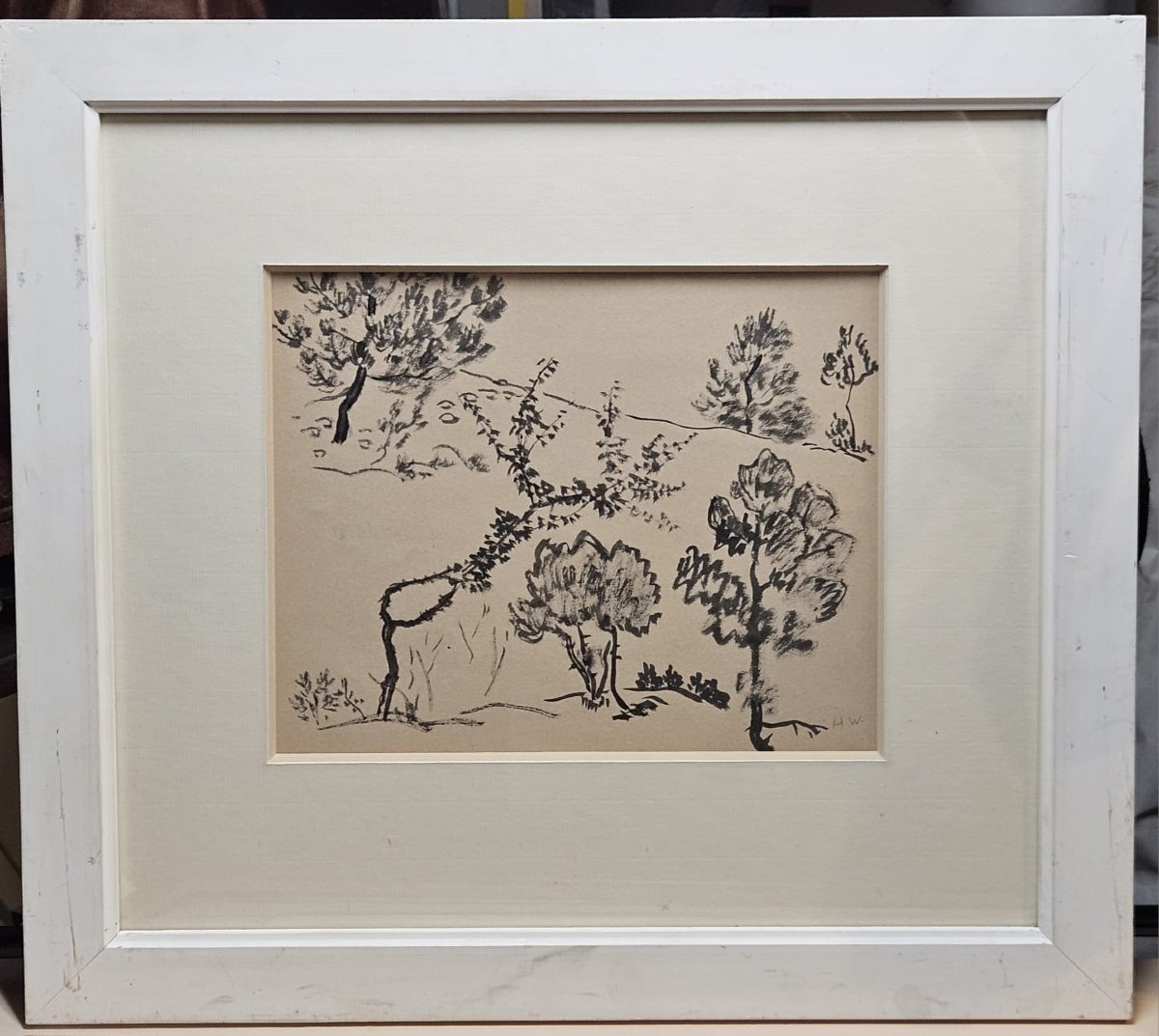 Etude d'arbres , encre au pinceau par Henry de Waroquier