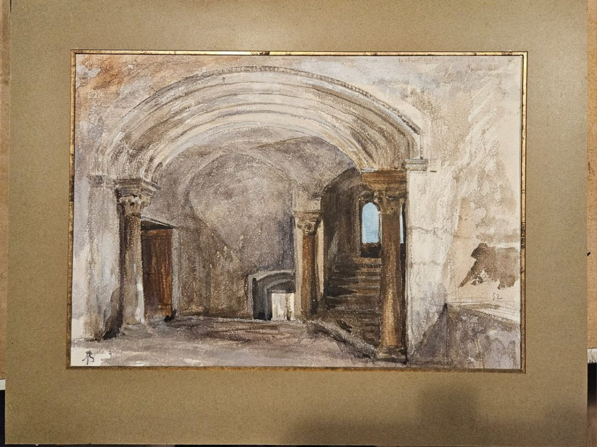 View Of The Interior Of An Italian Palace, Watercolory Benjamin Ulmann. Between 1860 And 1864.-photo-3