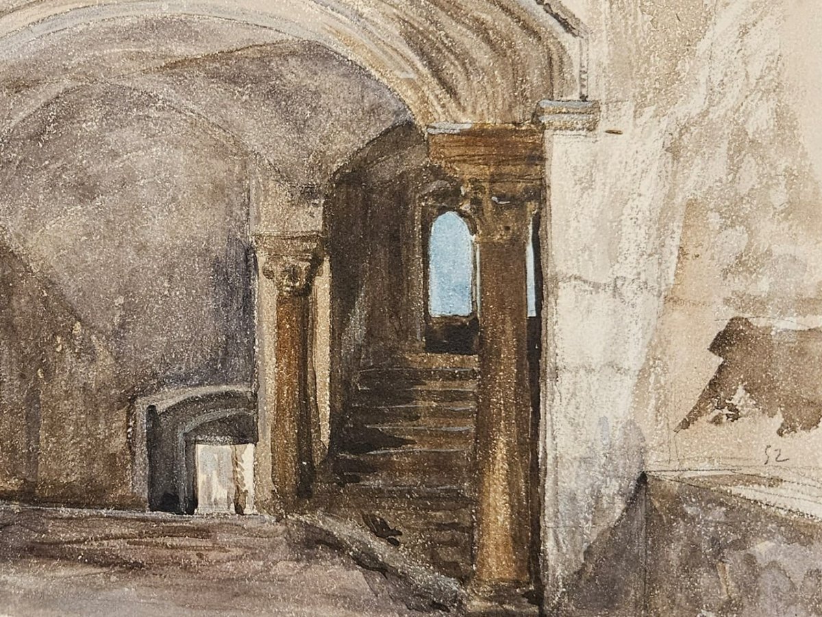 View Of The Interior Of An Italian Palace, Watercolory Benjamin Ulmann. Between 1860 And 1864.-photo-4