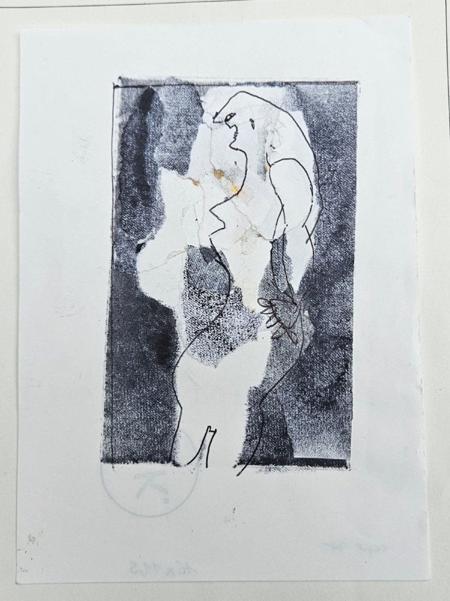 Dessin et collage, femme de profil,  de Slavko  Kopac-photo-4