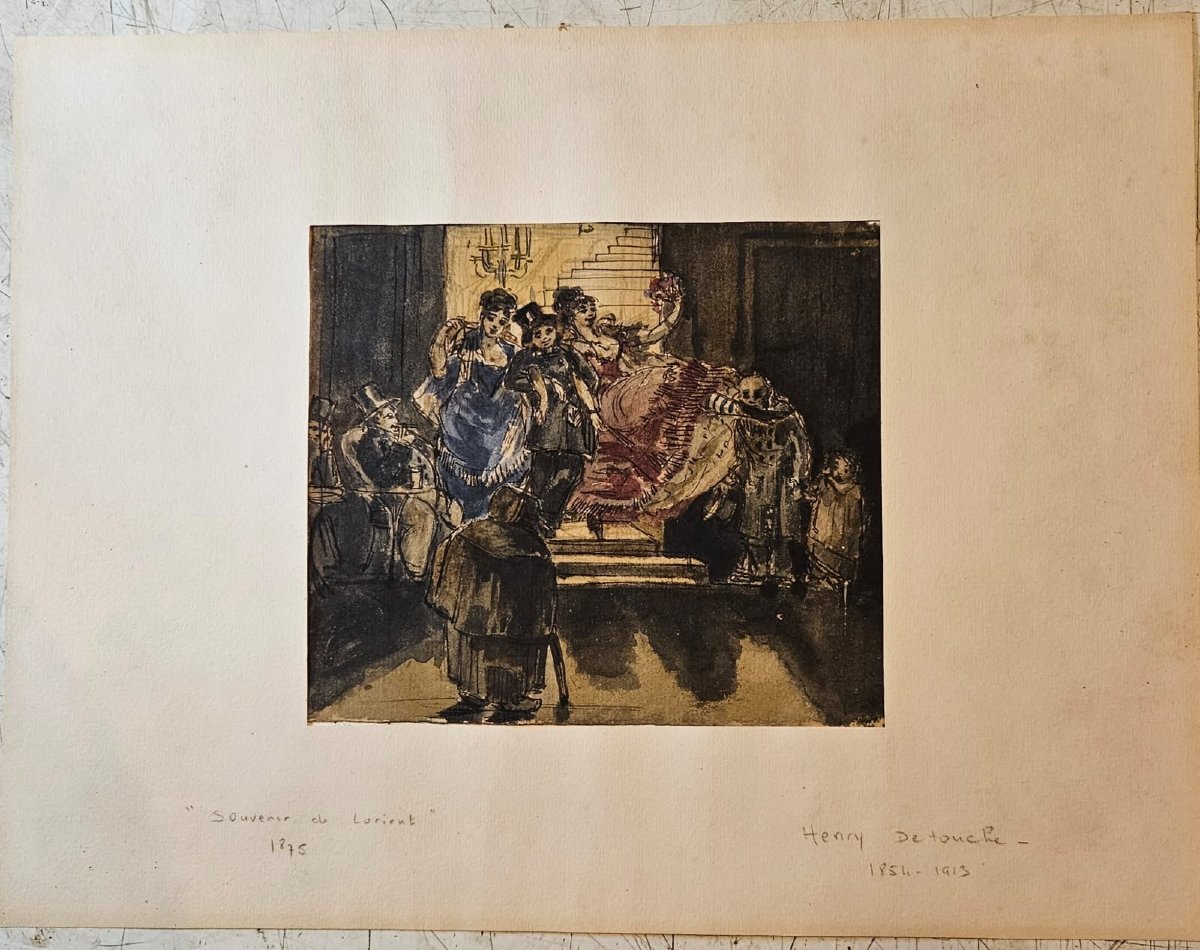 "memories Of Lorient, 1875," Watercolor Over Pen And Ink By Henry Detouche-photo-2