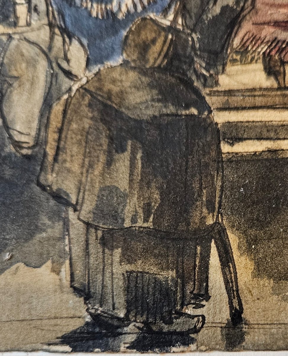 "memories Of Lorient, 1875," Watercolor Over Pen And Ink By Henry Detouche-photo-1