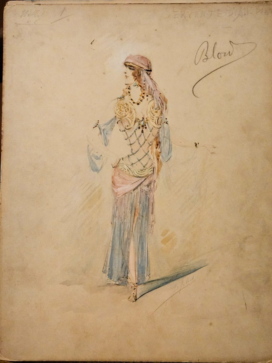 4 Costume Designs By Georges Japhet For The Blondel Fashion House In Paris, Watercolors-photo-3