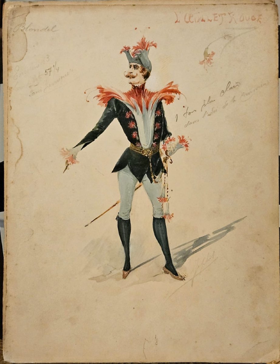 4 Costume Designs By Georges Japhet For The Blondel Fashion House In Paris, Watercolors