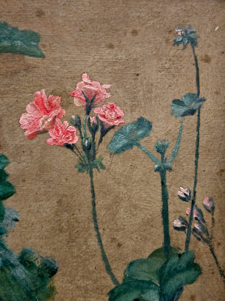 Etude de fleurs, huile sur carton par Adolphe Demange, 1924-photo-2