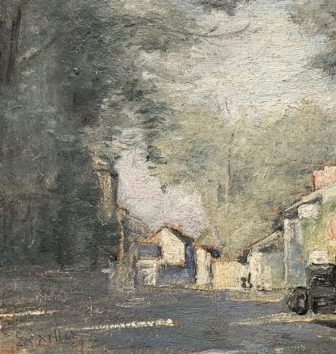 Paysage urbain, huile sur carton d'Andrée Séailles, 1929-photo-2