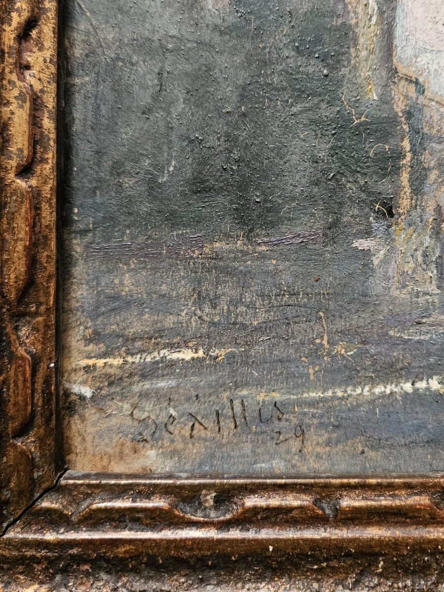 Paysage urbain, huile sur carton d'Andrée Séailles, 1929-photo-4