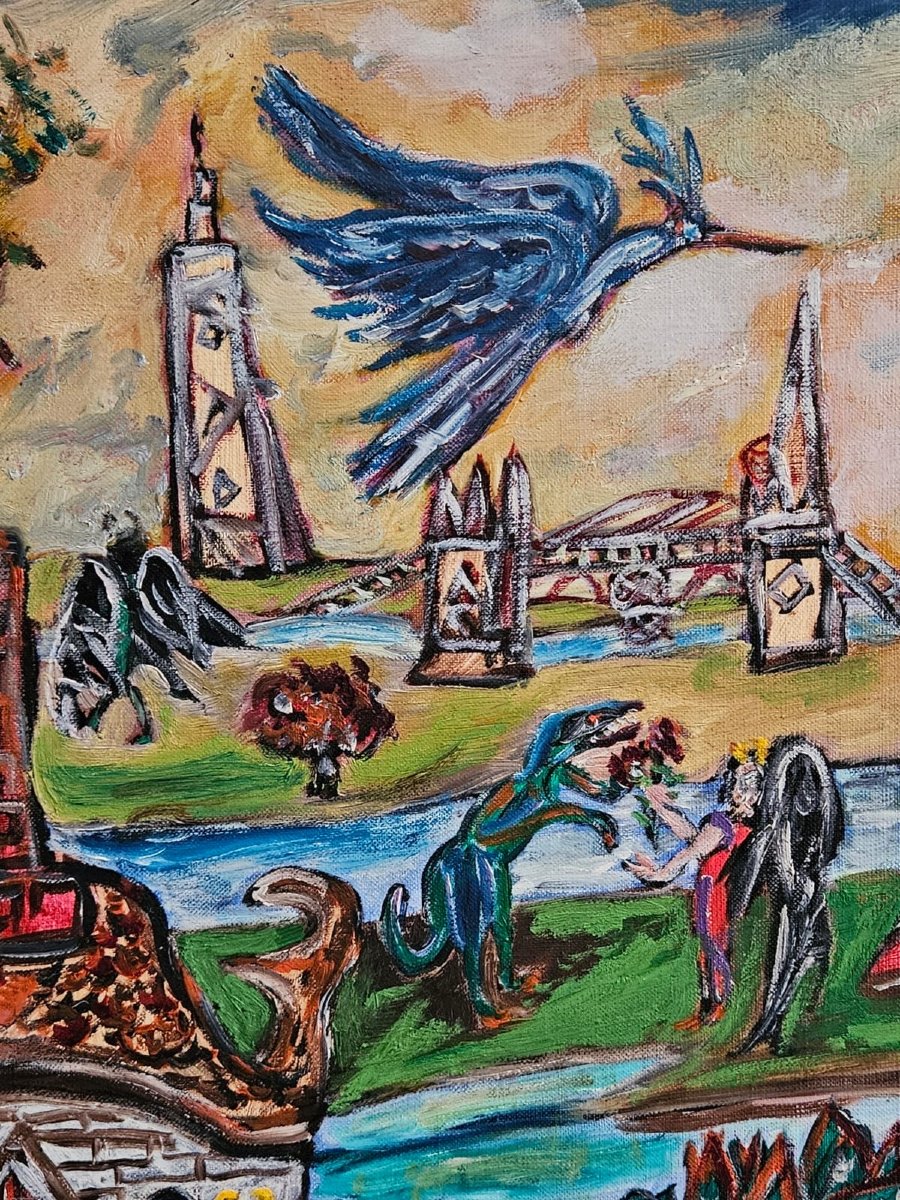 Oil On Canvas By Lilian Coket, Titled *city-pyrvams*, Salon Des Indépendants 1969-photo-1
