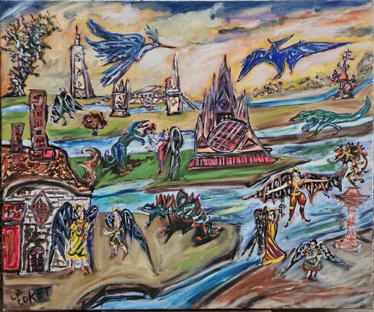 Oil On Canvas By Lilian Coket, Titled *city-pyrvams*, Salon Des Indépendants 1969