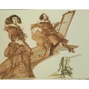 Hommage à Velasquez, Lithographie de Claude Weisbuch