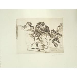 Le Peintre et ses disciples, Lithographie de Claude Weisbuch