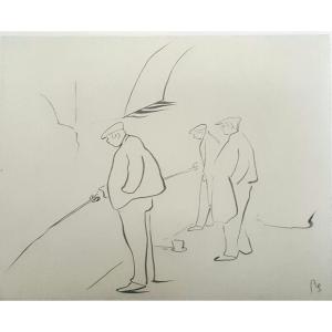 3 Drawings By René Paul Schutzenberger, The Sinners