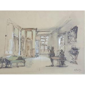 Theater Decor, Watercolor Pen By Alexandre Bailly