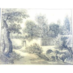 Parc, dessin, Ecole Française, fin XIXème