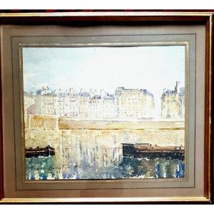 Watercolor Of The Quays Of Paris, 1943