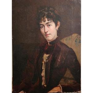 Portrait de feme en buste de Victor Lautrec, huile sur toile
