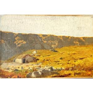 Oil On Canvas By Gustave Brion: Landscape Of The Causses