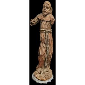 Statue de Saint François, bois, Espagne XVIIème