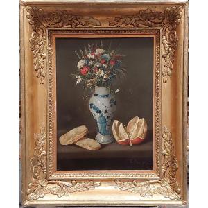 Nature morte aux quartiers d'orange, huile sur toile d' Adolphe Phalipon