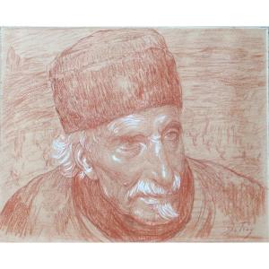 Autoportrait de Léon Detroy, sanguine, vers1930