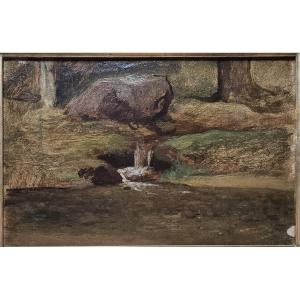 The Source, Oil On Paper By Louis Cabat