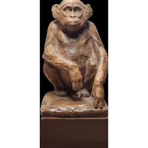 Monkey, Studio Plaster Cast By Louis De Monard.