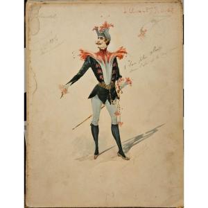 4 créations de costumes de Georges Japhet pour la maison Blondel à Paris, aquarelles