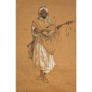 Diwane In Algeria, Watercolor Drawing By Alfred Chataud