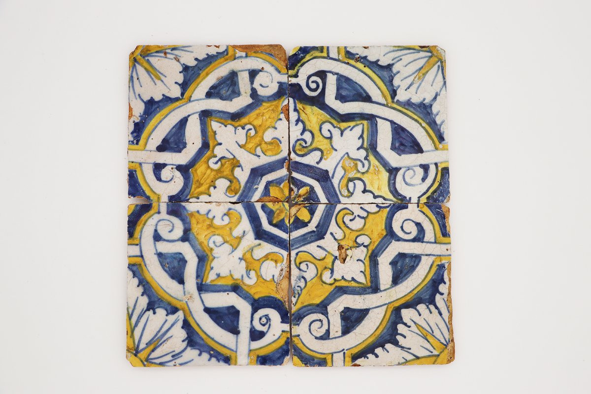 Carreaux anciens du XVIIe siècle, lot de quatre, portugais-photo-2