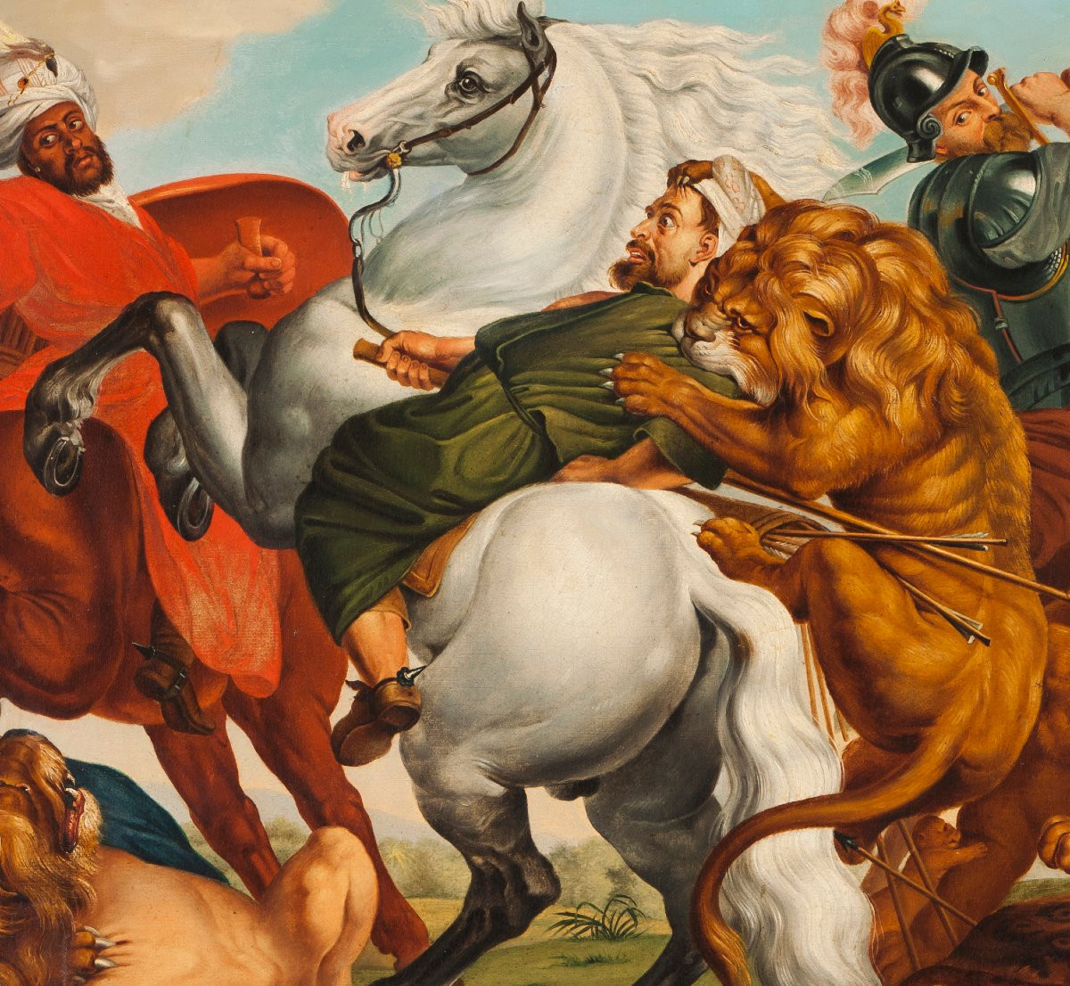 After Peter Paul Rubens, 19th Century: Tiger, Lion And Leopard Hunt, Oil On Canvas-photo-3