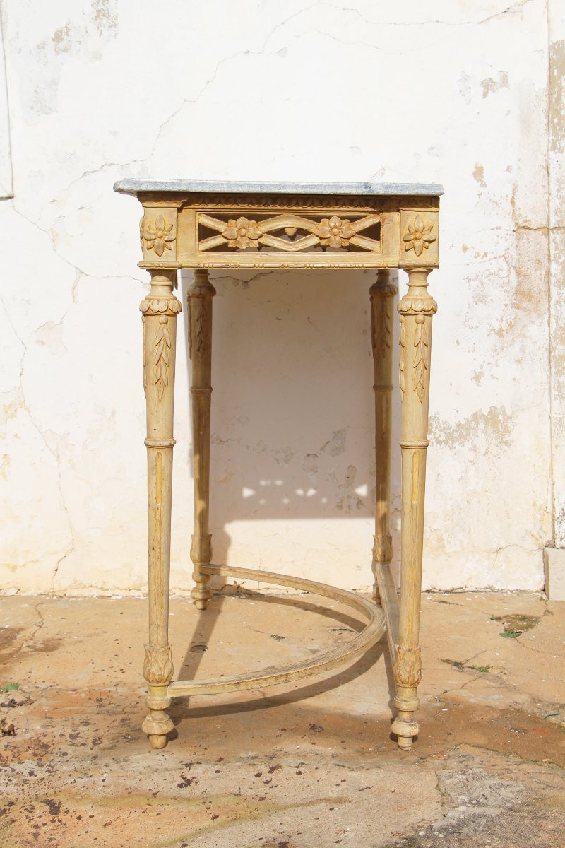 A Louis XVI Console Table Depicting A Faun Head With Original Marble Stone-photo-4
